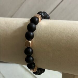 Nancz Artisan’s Nook | 8mm Matte Noir & Gold “Midnight Glam” Artisan Bracelet